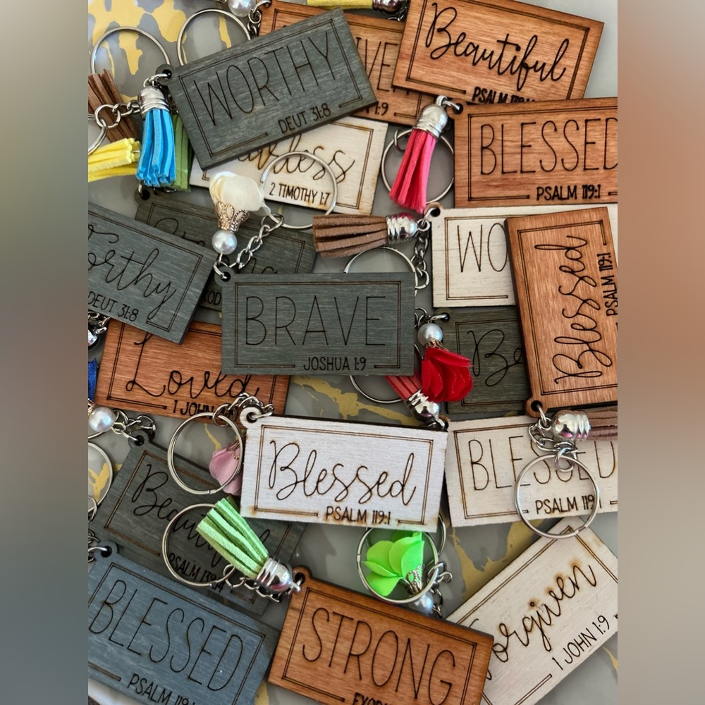Bible Scripture Wood Keychains